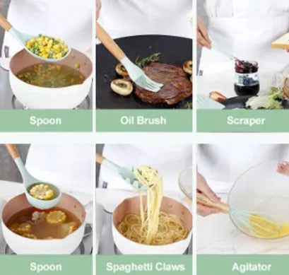 Kit Colher de Silicone Para Cozinha